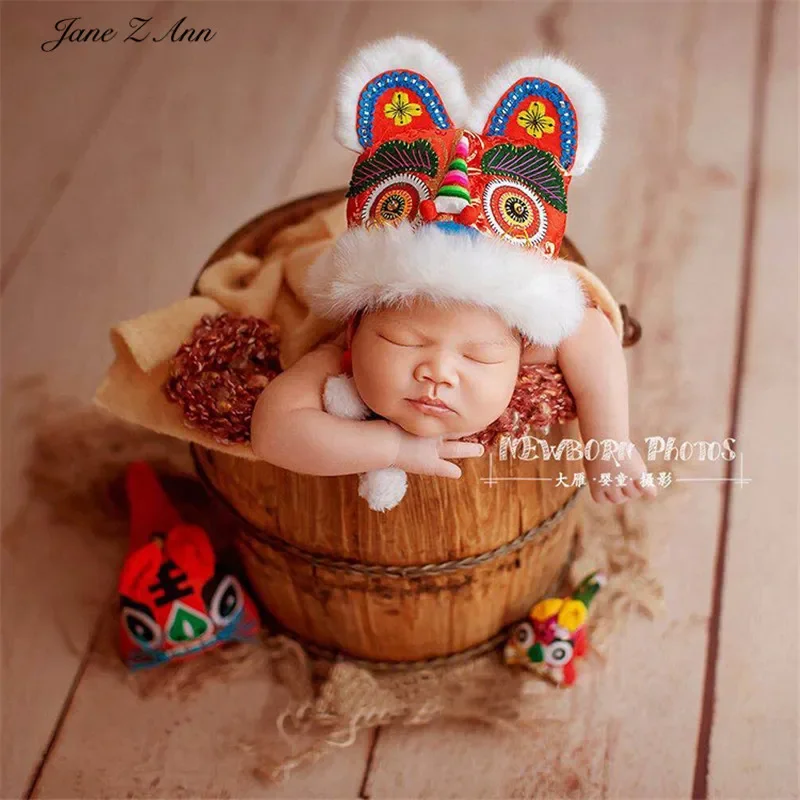 Jane Z Ann  newborn/3 month  Chinese Spring Festival traditional lovely photography Tiger Hat cloth tiger doll combination