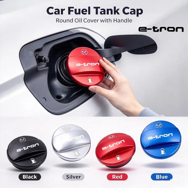 3D Aluminum Alloy Fuel Tank Cap Cover For Audi E-TRON Frosted Petrol Box Lid Trim Badge Anti Scratch Car Accessories Decoration