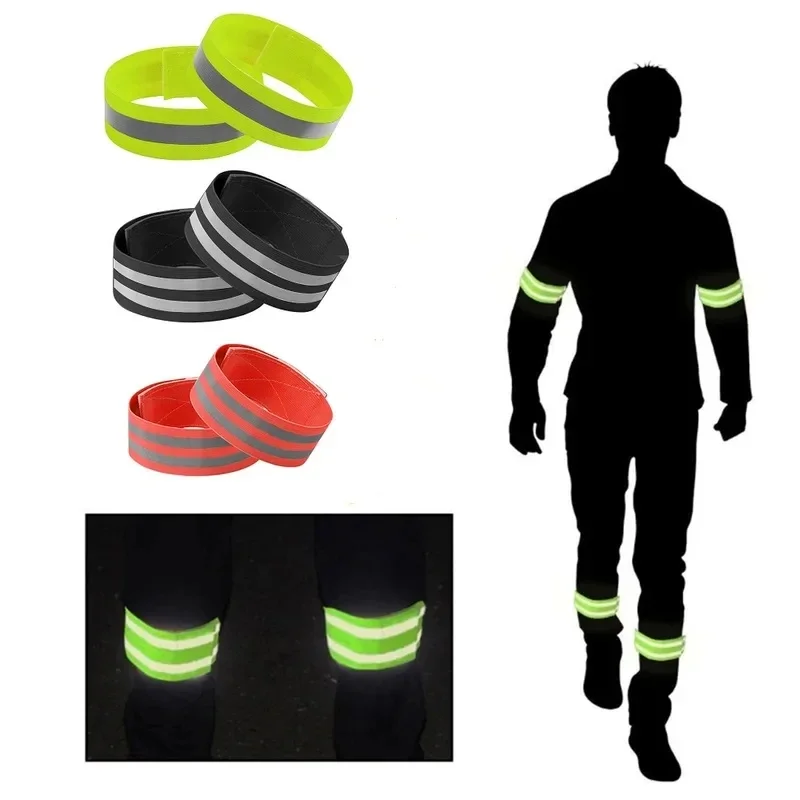 1/2/4pairs Reflective Bands Night Safety Elastic Reflector Tape Straps Armband Wristband Ankle Leg Straps for  Running Biking