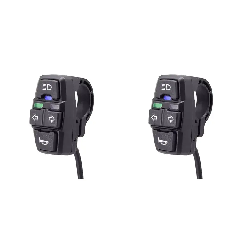 A74K 2X Ebike Light Switch Horn and Turning Light, Handlebar Switch for Scooters Electric Bicycle Intelligent 36V
