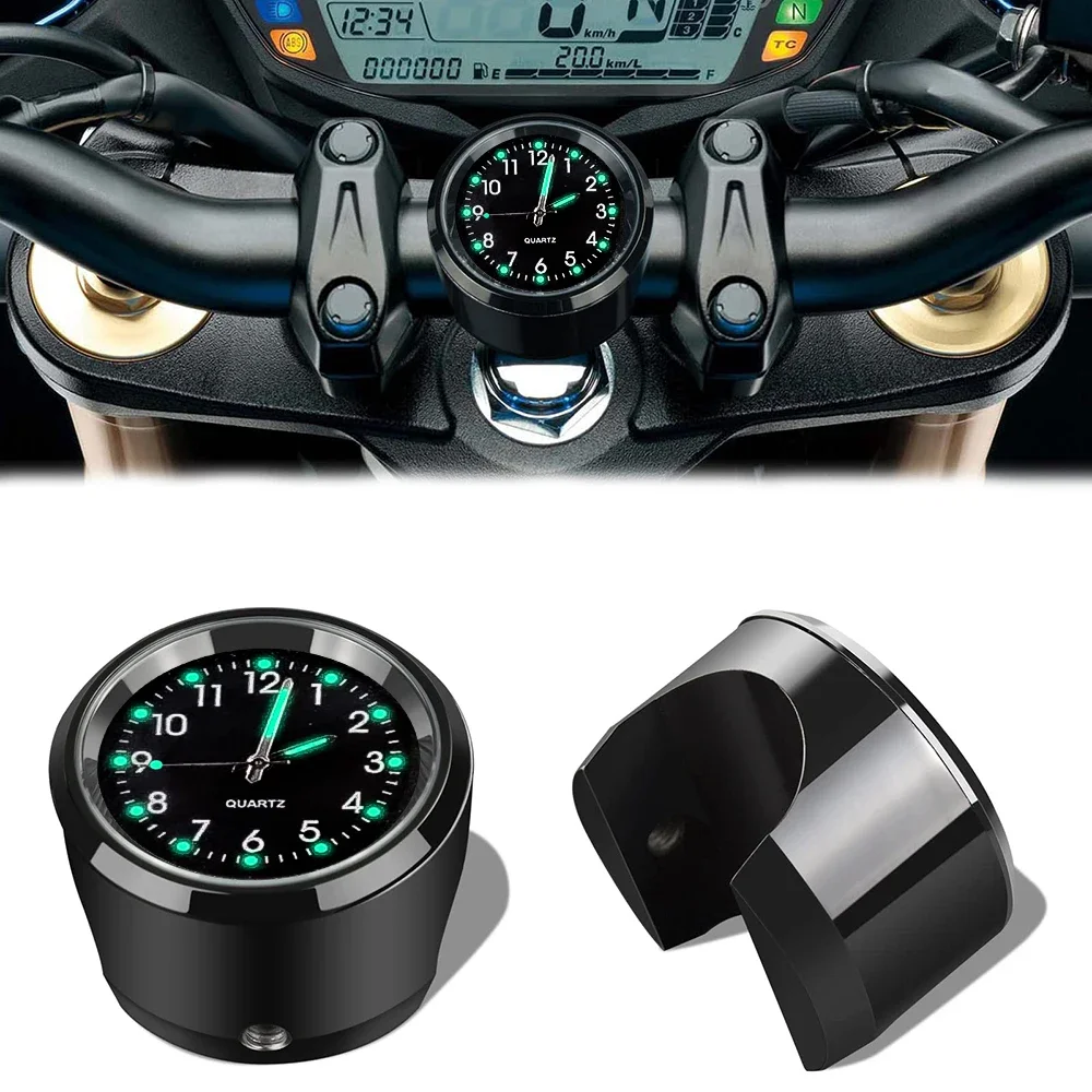 22-25mm Motorcycle Handlebar Quartz Watch Motorcycle Scooter Bicycle Handlebar Mount Aluminum Luminous Clock for Yamaha Kawasaki