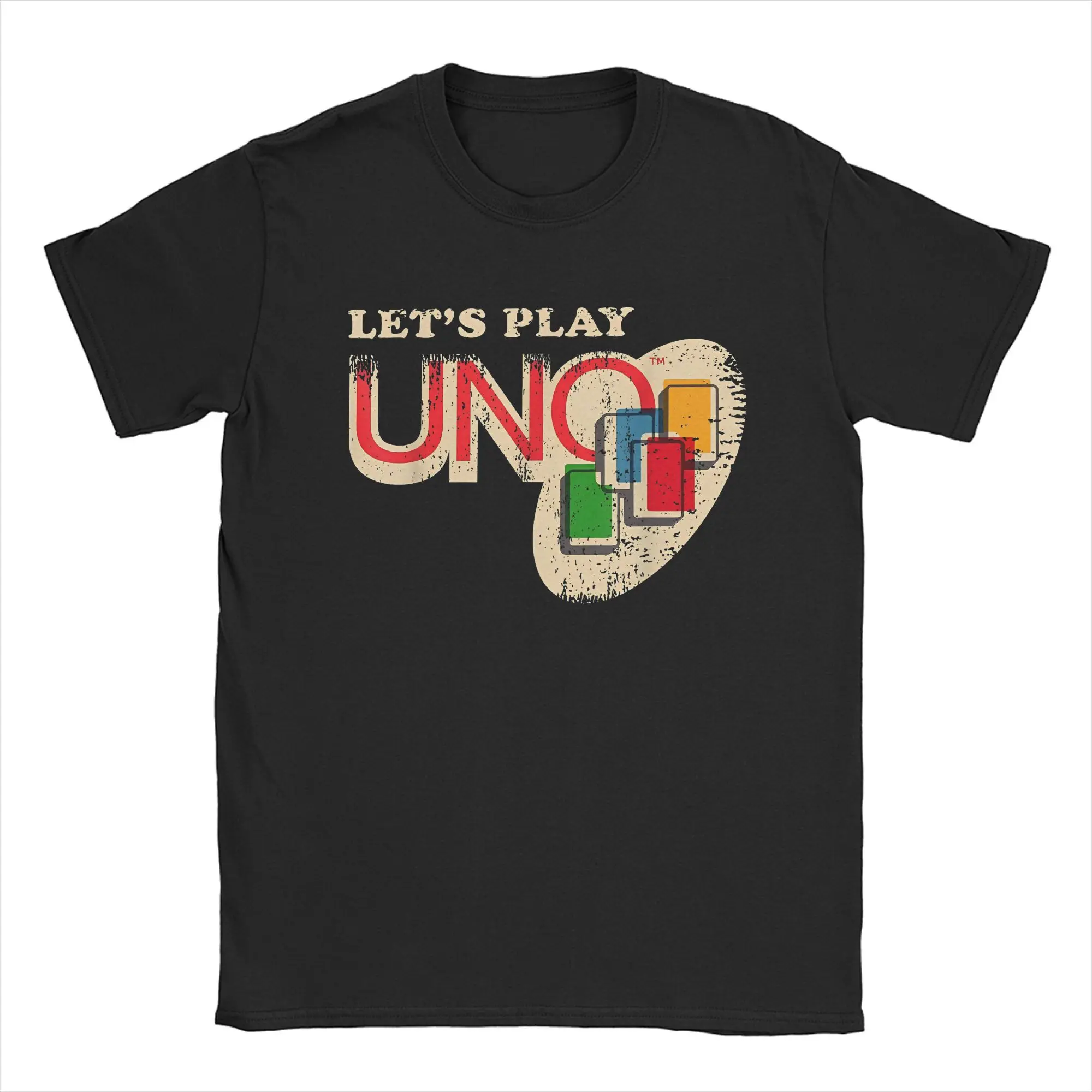 Men Vintage Let's Play U-UNO-O T Shirt Board Games Pure Cotton Clothes Novelty Short Sleeve Crewneck Tees Classic T-Shirt