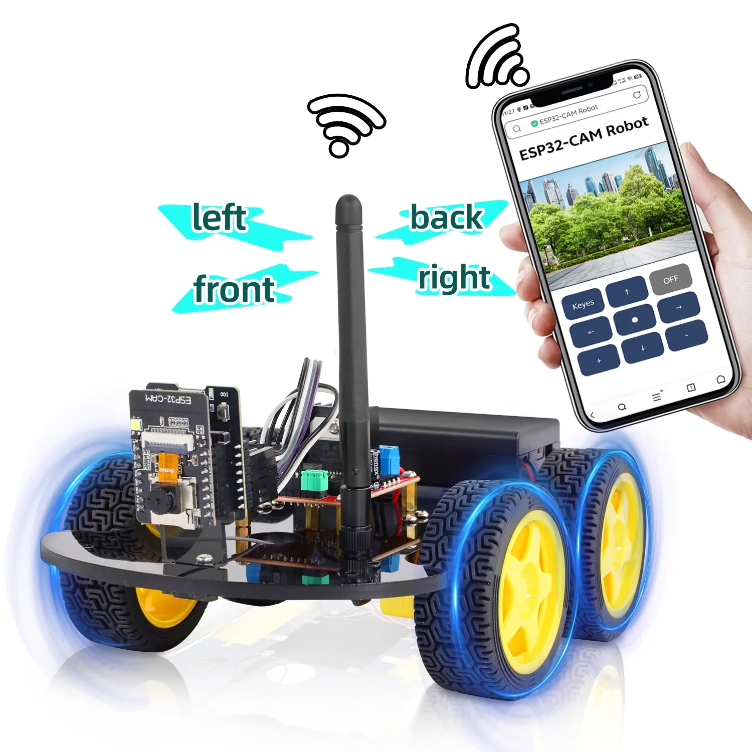 NEW Keyestudio 4WD ESP32-Cam Robot Car Kit Programmable WIFI Camera Smart Car For Arduino ESP32 Robot Project Robotic Kit