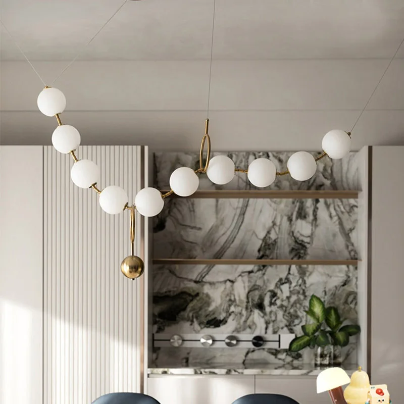 French Style Creative Magic Bean Pearl Chandelier Modern LED Hanging Light for Living Room Bedroom Restaurant Home Decoration