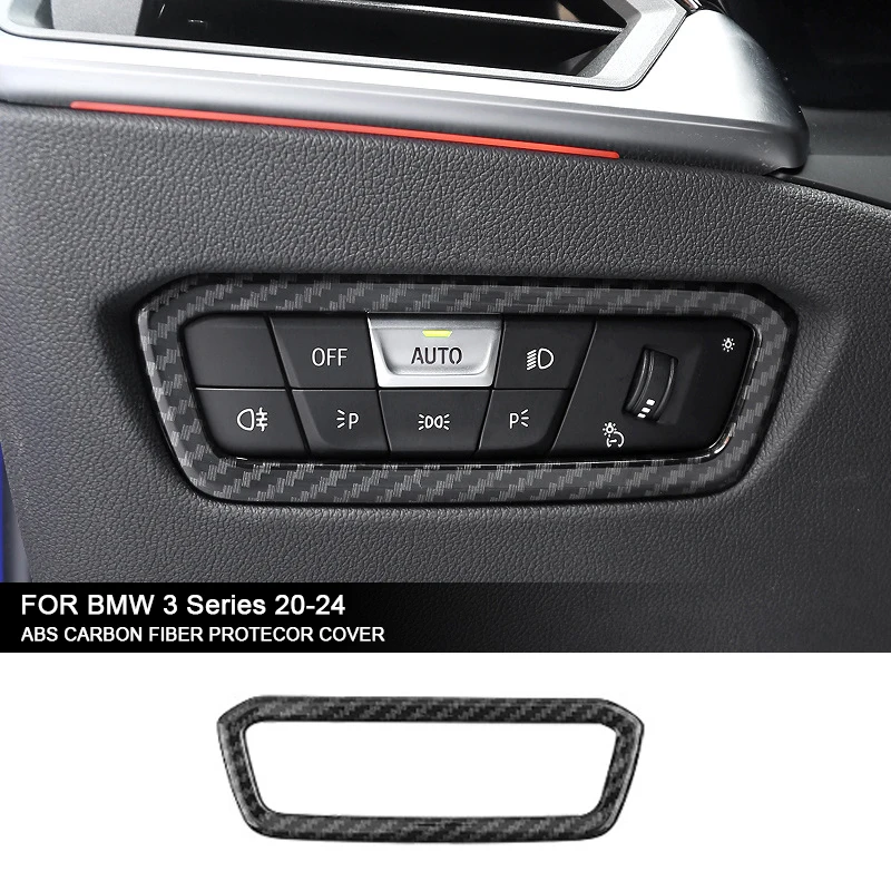 

For BMW 3 Series G20 2020-2024 ABS Carbon Fiber Car Interior Headlight Switch Frame Cover Sticker Trim Decoration Accessories