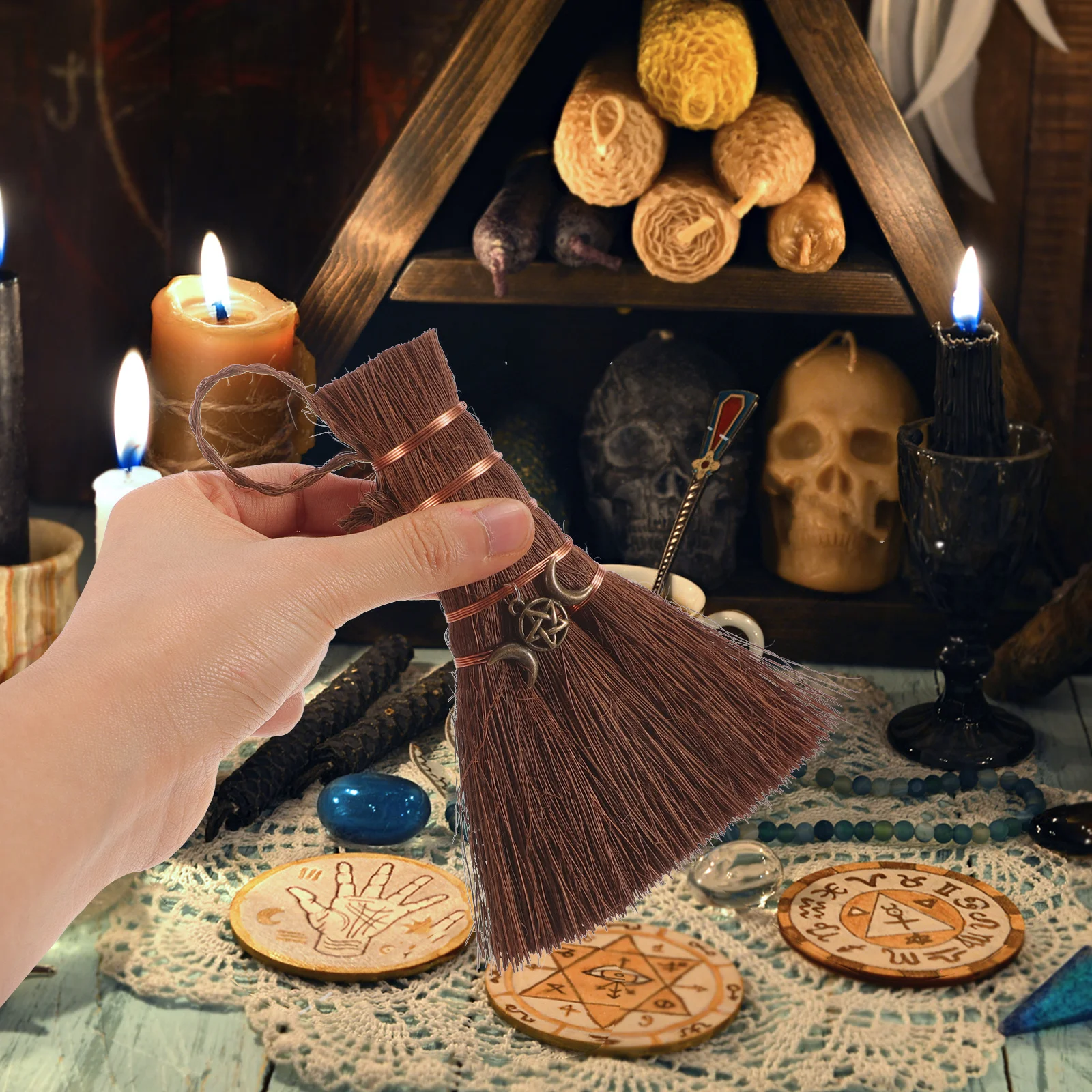 

Broom Hanging Pendant Halloween Decoration Party Decor Lovely Broom Props Small House Ornament Micro Landscape Decor