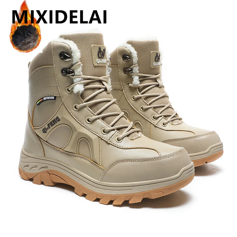 New Winter Men\'s Boots Warm Plush High-Top Snow Boots Waterproof Men Hiking Boots Outdoor Sneakers Men Work Fashion Ankle Boots