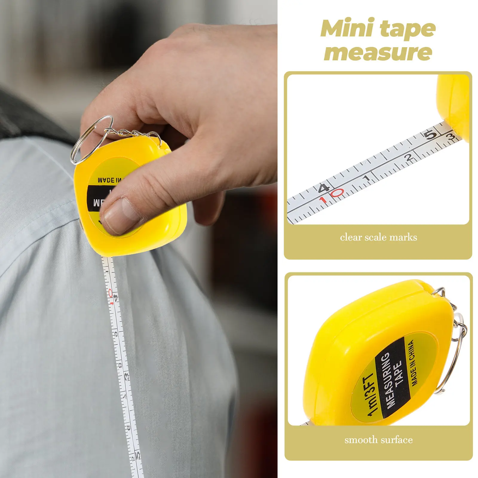 12Pcs Portable Tape Measure Keychain Mini Automatic Retractable High Precision Measuring Tool Home Outdoor