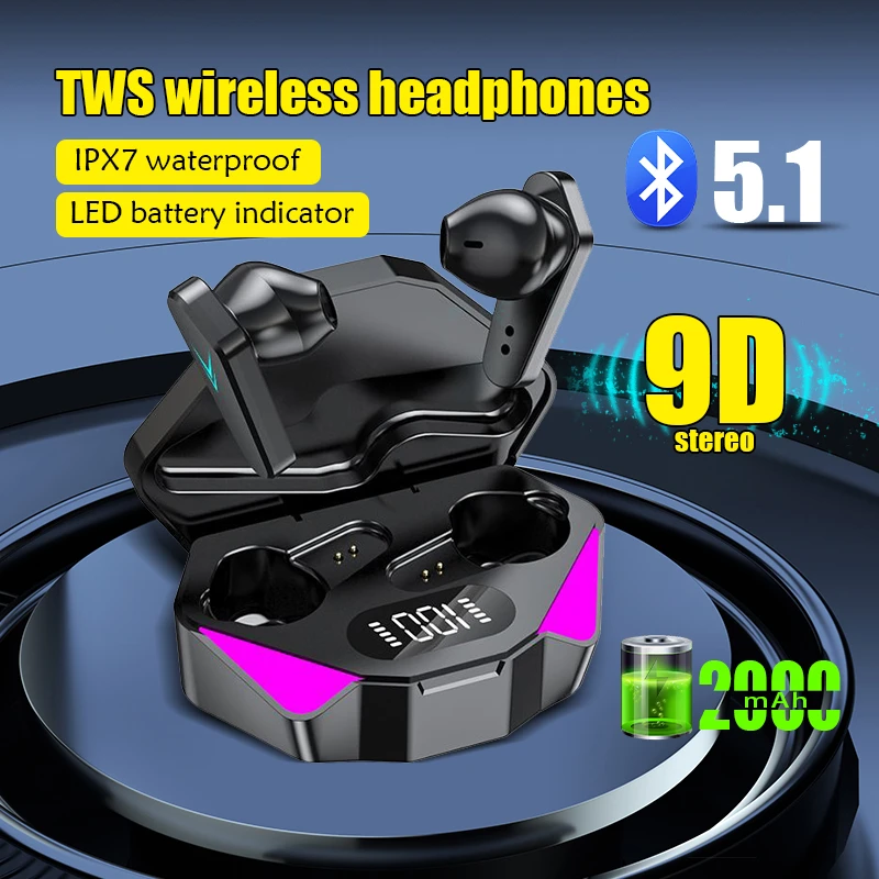 X15 TWS Gaming Earbuds com Microfone, Sem Fio, Fones De Ouvido Bluetooth, Baixo Áudio, Posicionamento De Som, Música Estéreo 9D, HiFi Headset para Gamer