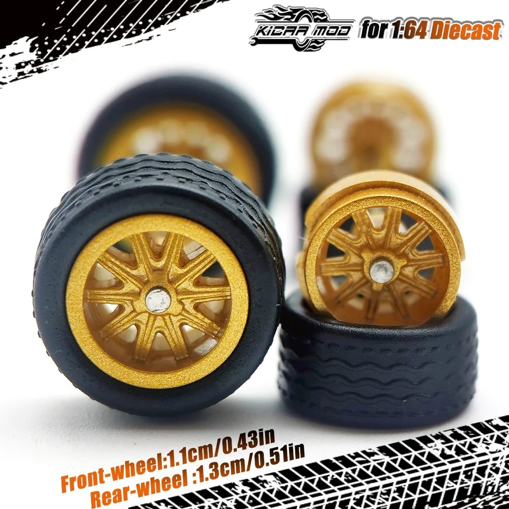 1/64 Modellauto-Räder mit abnehmbaren Gummireifen, zehn Speichen, Umbauteile für Matchbox Tomica D:11mm+13mm 1 Set – Detail 11
