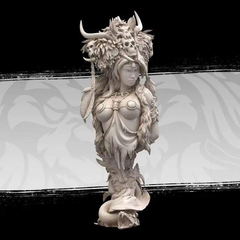 1/9 เรซิ่นหน้าอกแม่มดตุ๊กตาแม่พิมพ์สีขาว 3d พิมพ์ของเล่นประกอบและ Unpainted ชุดแม่พิมพ์สีขาวผู้ที่ชื่นชอบ