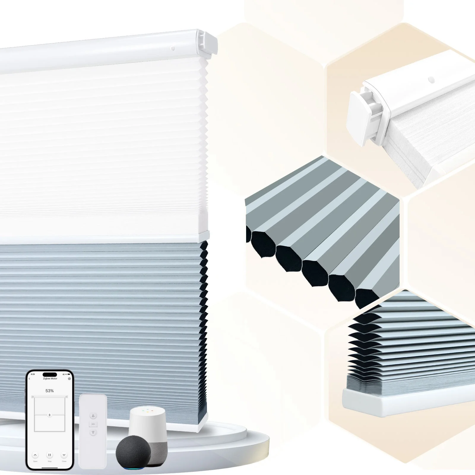 Premium Quality 2026 New Smart Day And Night Honeycomb Blinds Custom Window Curtains Thermal Insulation Blackout for Window