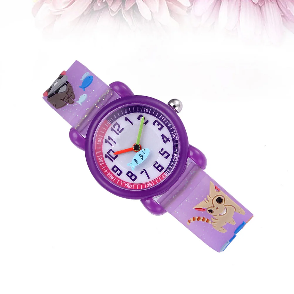 

Cartoon Watches Quartz Watches Purple Creative Design Gift For Cute Cat Pattern Durable Safe Material