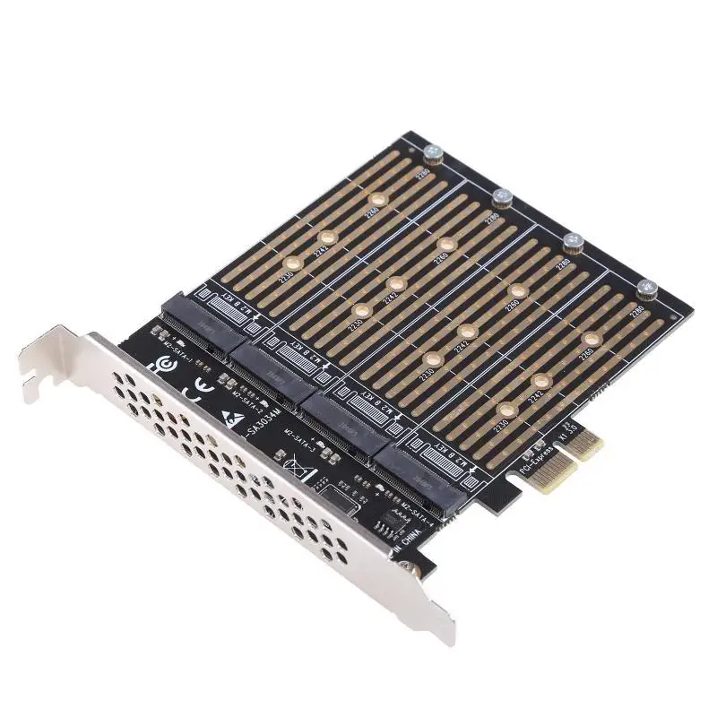 652F for M.2 Hard Disk Adapter Card SSD to PCIEX1 High-Speed Read and Write Ngff B for Key SSD 4 Port Expansion Riser