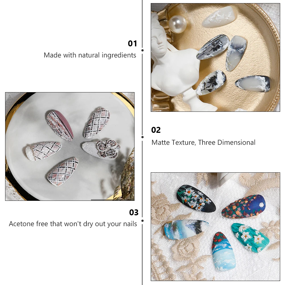 Smalto per unghie opaco da 3 vasetti Design 3D Gel di gesso non appiccicoso per le donne Colore per nail art a lunga durata Nessun top coat necessario