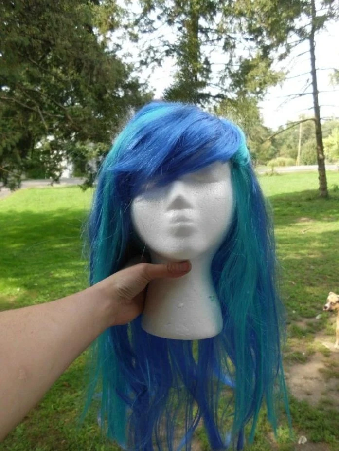 Blue Wig DJ Pon 3 Cosplay Wig MLP Cosplay Gradient Blue Heat Resistant Synthetic Hair Wigs
