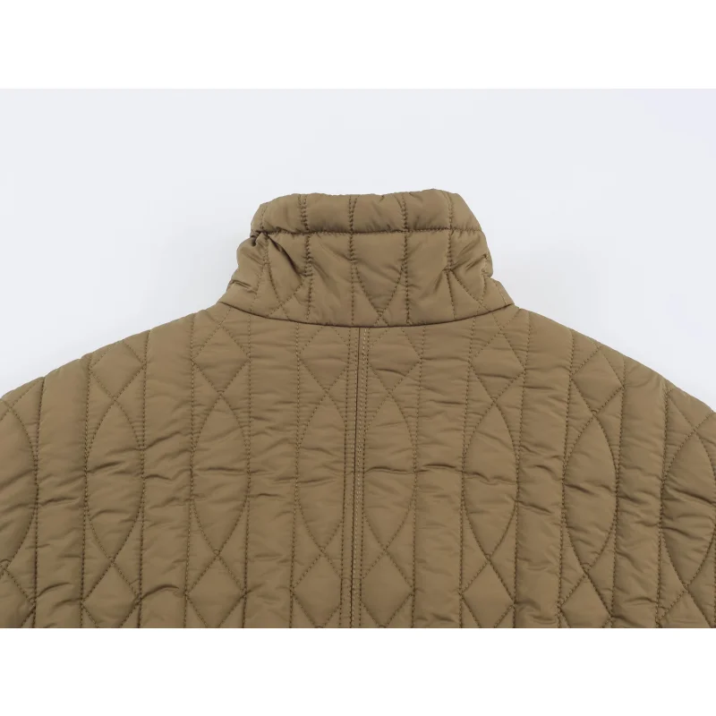 Damen-Freizeitjacke aus Baumwolle in Unifarbe mit Stehkragen, einzigartigem Designer-Look, Kordelzug in der Taille, lockerer Schnitt, Damen-Reißverschluss-Oberbekleidung – Detail 30