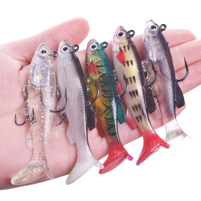 

1Pcs Jig Head Hook Silicone Soft Bait 7.5cm 12g Body Wobblers Fishing Lure Artificial Tail Swimbait for Bass Pike Minnow Tackle