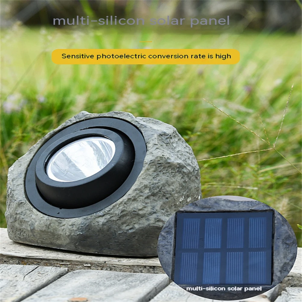 Imagem -04 - Outdoor Solar Powered Rock Light Waterproof Garden Stone Lights Landscape Lamp Quintal Pátio Caminho Iluminação Driveway