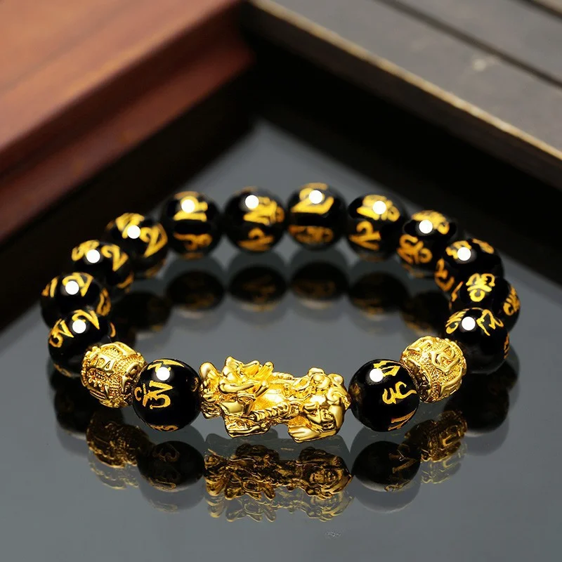 12Mm obsidian Pixiu hot-selling gold bracelet small gift