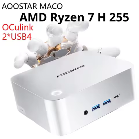 AOOSTAR MACO AMD Ryzen 7 H 255 Mini PC DR5 5600MT/s M.2 SSD OCulink 2*USB4.0 WiFi6 BT5.2 Computer Gaming Fingerprint Unlocking