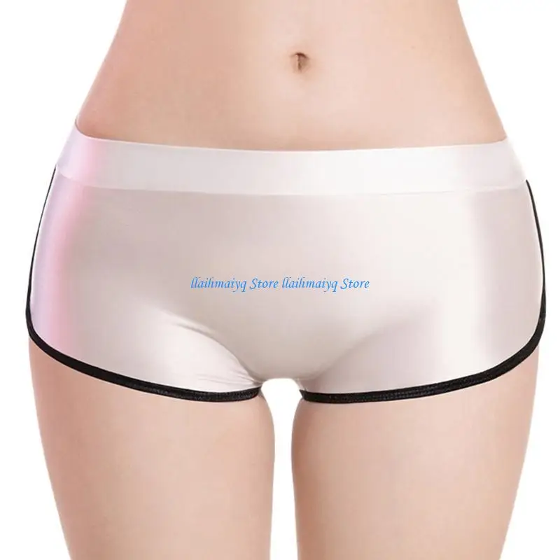 

573B Women's Lingerie Hot Pant Oil Shining Glossy Sports Underwear Elastic Gym Panties Boyshorts Stretch Booty Shorts