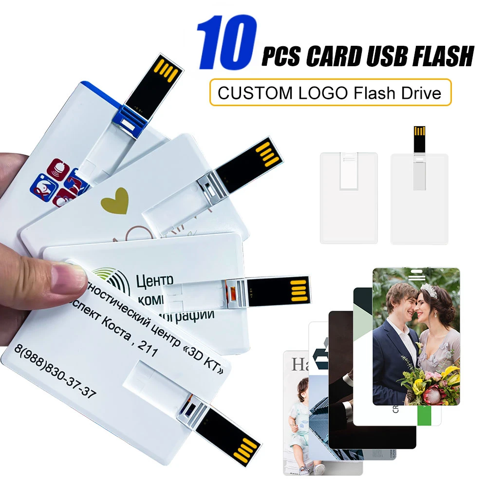 10pcs/lot Free Custom Creative Gift Credit Card USB 2.0 Flash Drive 8GB16GB 32GB pendrive Memory Stick 64gb 128gb pen drive