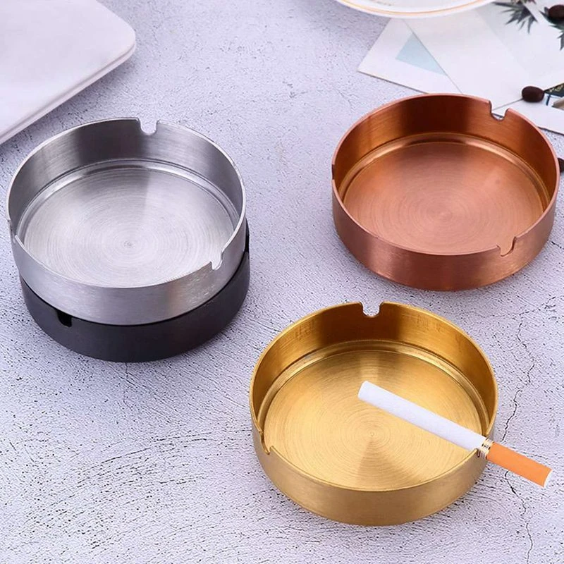 1pc Stainless Steel Gold-plated Ashtray Cigar Ashtray Ash Tray Cigarette Rest Holder