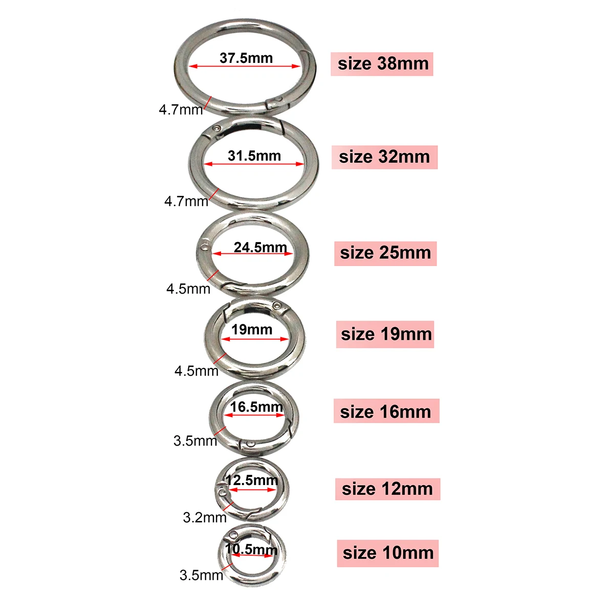 1x Spring gate O Ring portachiavi apribile in lega borsa artigianale in pelle cinturino per cintura fibbia trigger chiusura a scatto connettore a