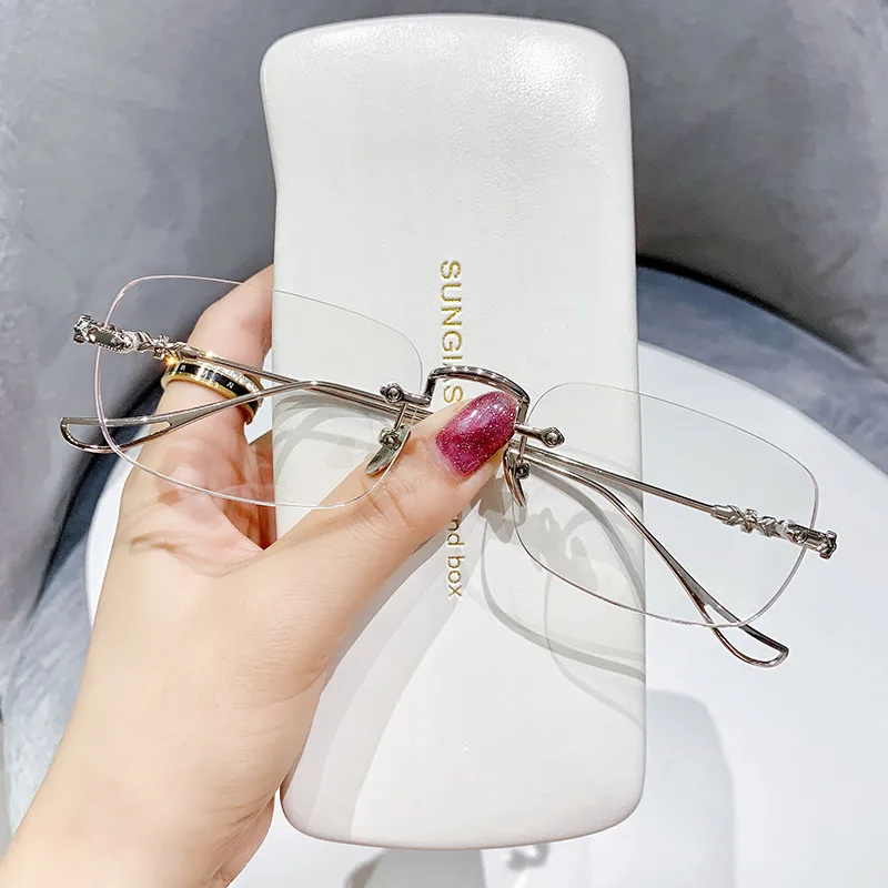 

Elegant Rimless Reading Glasses Women Business Presbyopic Glasses Blue Light Computer Grade Glasses