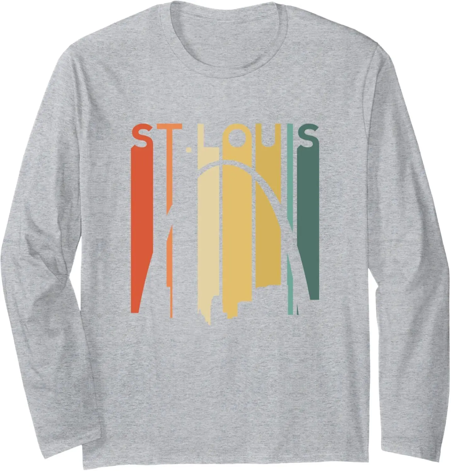 St Louis Missouri Gateway Arch Retro Mississippi River Stl Long Sleeve T-Shirt