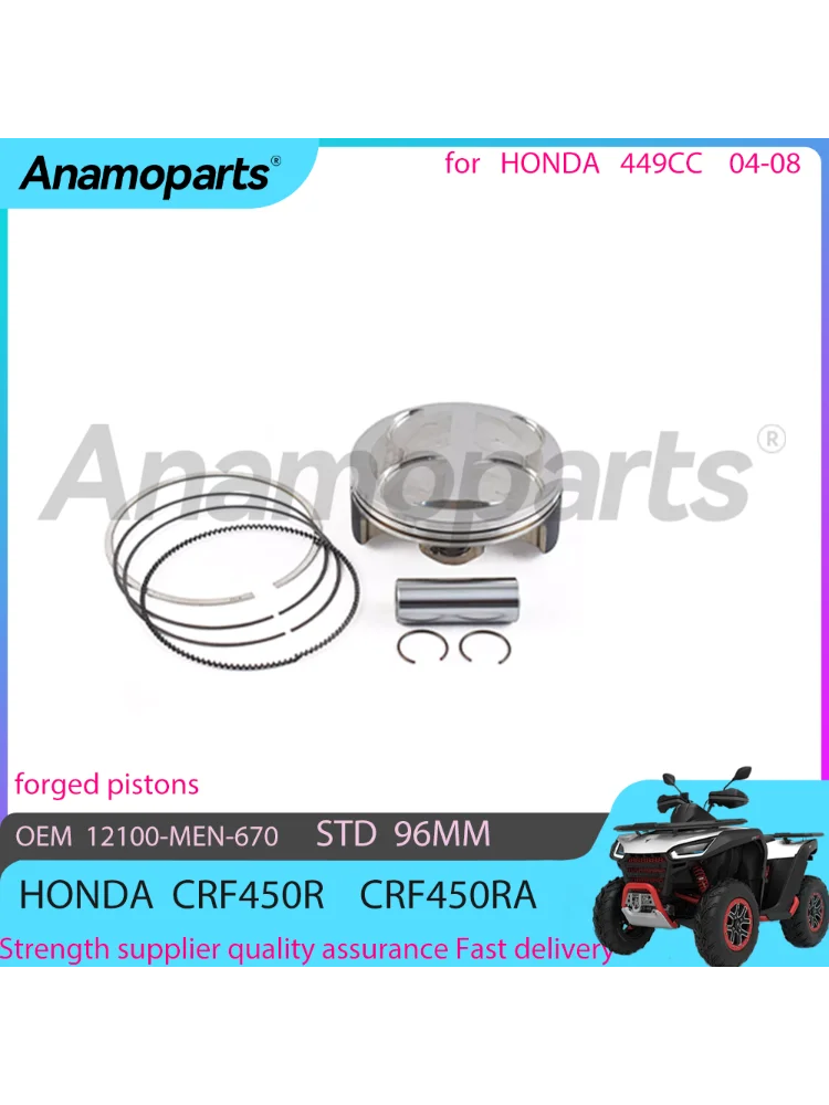 Zestaw tłoka kucia motocykla STD 96 MM pasuje do 04-08 Honda CRF450R CR 450 RA 449CC CC CRF450XA CRF450XAC 13101-MEN-730 — zdjęcie 2