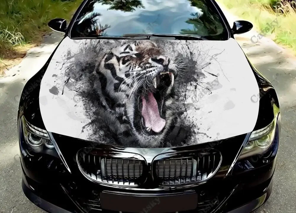 

white tiger Car Hood Decal Vinyl Sticker Graphic Wrap Decal Graphic Hood Decal Accessory Fits Most Vehicles