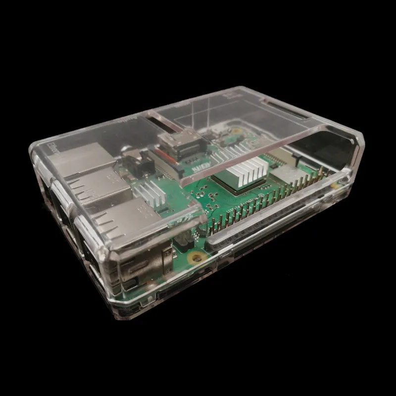 Чехол для Raspberry Pi, черный прозрачный чехол из АБС-пластика с радиатором для Raspberry Pi 3/3B/3B +