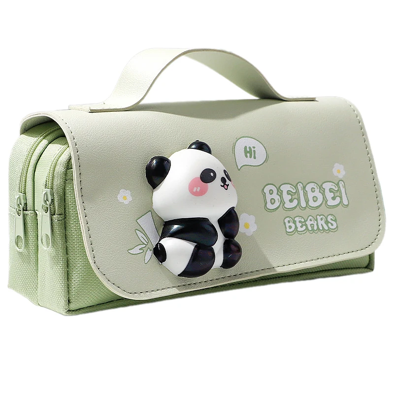 Simpatico cartone animato capibara Panda penna borsa moda 3 strati grande capacità cancelleria organizzatore multifunzionale scatola penna regali