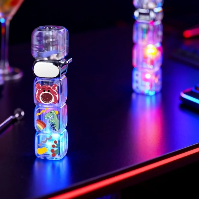 Personalized Stylish and Cool Lighter with Light-Emitting Feature Cigarette Lighter in Dice Shape Windproof Lighter as a Gift