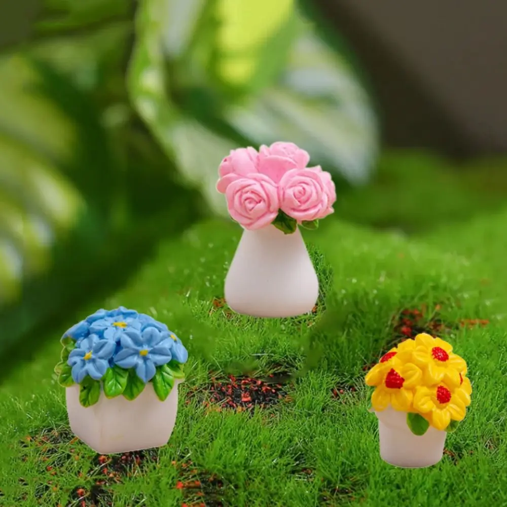 

Resin Mini Flower Potted Artificial Plant Series Simulation Potted Plants Lifelike Colorful Resin Flower Model For Home Desk