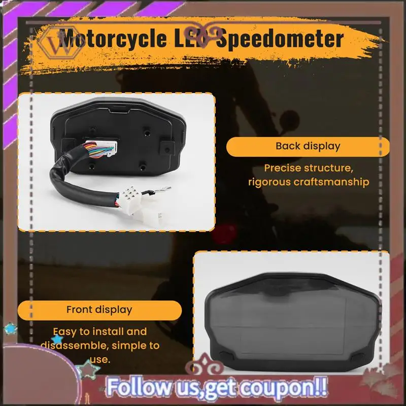 

A57E-Motorcycle LED Speedometer LED Speedometer ABS Speedometer LCD Digital Odometer Fuel Gauge For 1/2/4 Cylinder