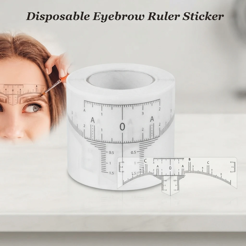 50PCS Disposable Transparent Adhesive Eyebrow Ruler Assisting Design Measuring Tool for Eyebrow Embroidery
