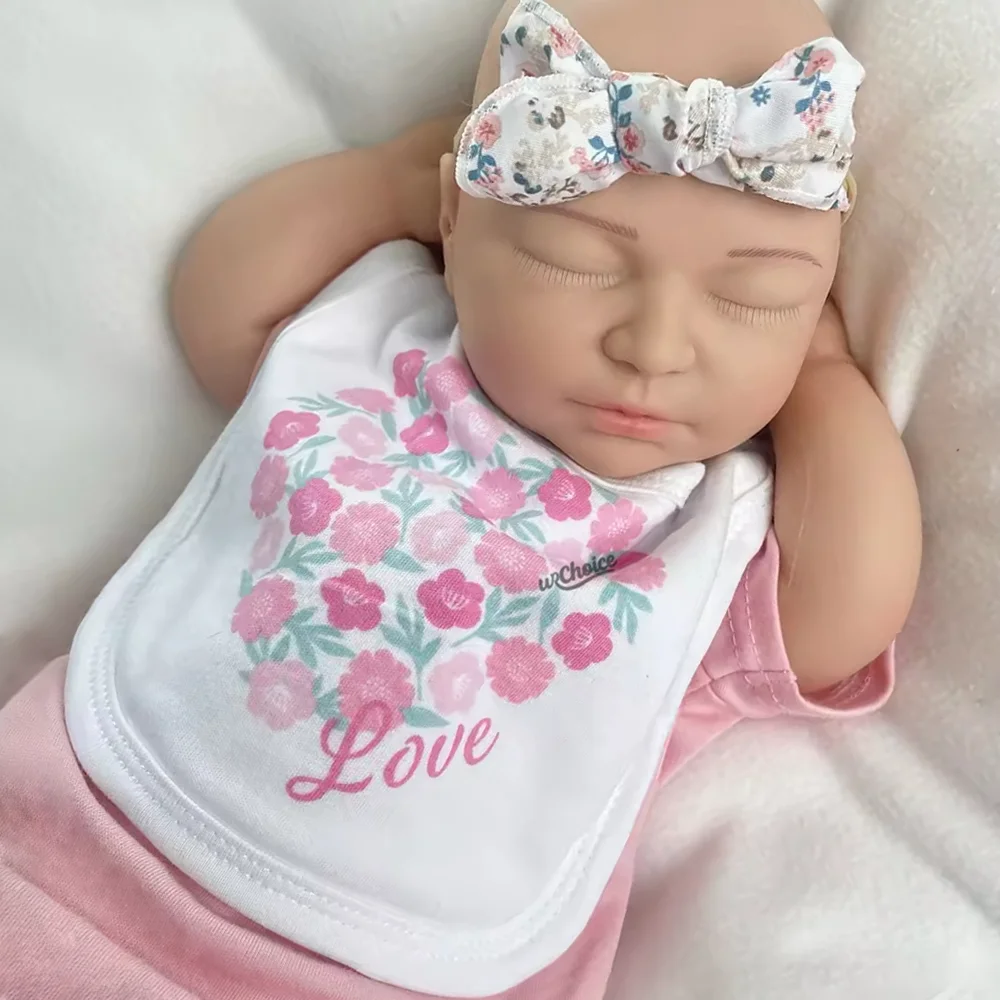 

22" Lifelike Silicone Reborn Baby Doll Handmade Soft Cute Girl Newborn Doll For Children'S Day & Holiday Gifts Nursery Teaching