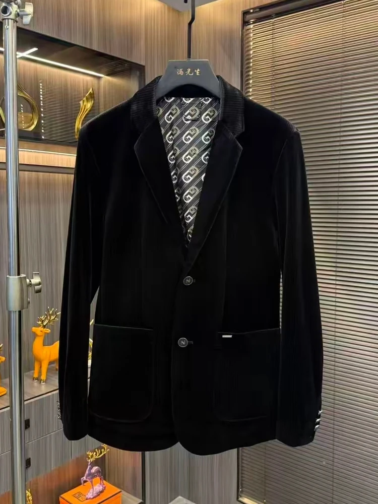 

Высококачественный мужской повседневный костюм в полоску, модный, приталенный, новинка, осенне-весенний, комфортный, мягкий, деловой повседневный стиль