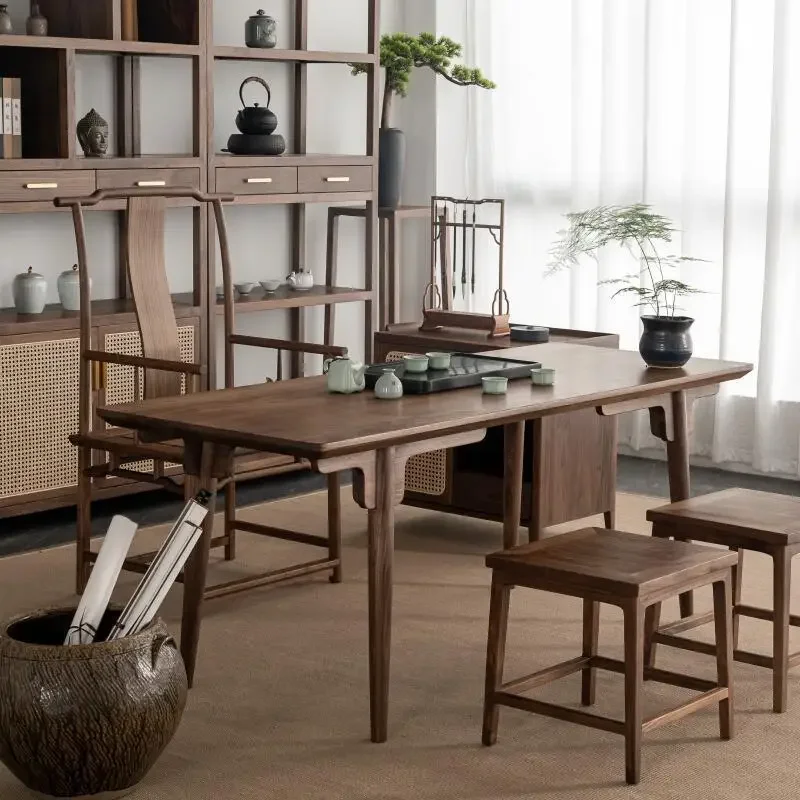 New Chinese Zen black walnut tea table and chair combination Kung Fu tea table Zen house t