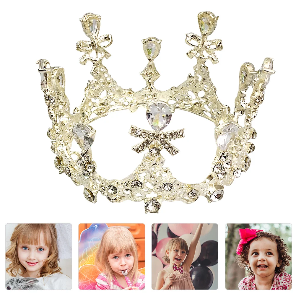 

Princess Crown Girls Birthday Crown Shiny Crystal Rhinestones Durable Alloy Hair Accessories Elegant Dress Golden Kids