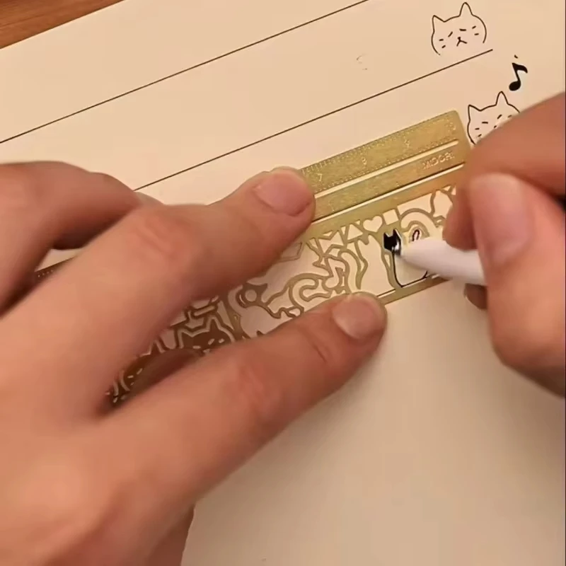 Niedliches Katzen-Lesezeichen mit doppelseitigem Lineal, kreativer Messmarker für Tagebuch, Planer, Notizen, Schreibwaren, Geschenk für Studenten
