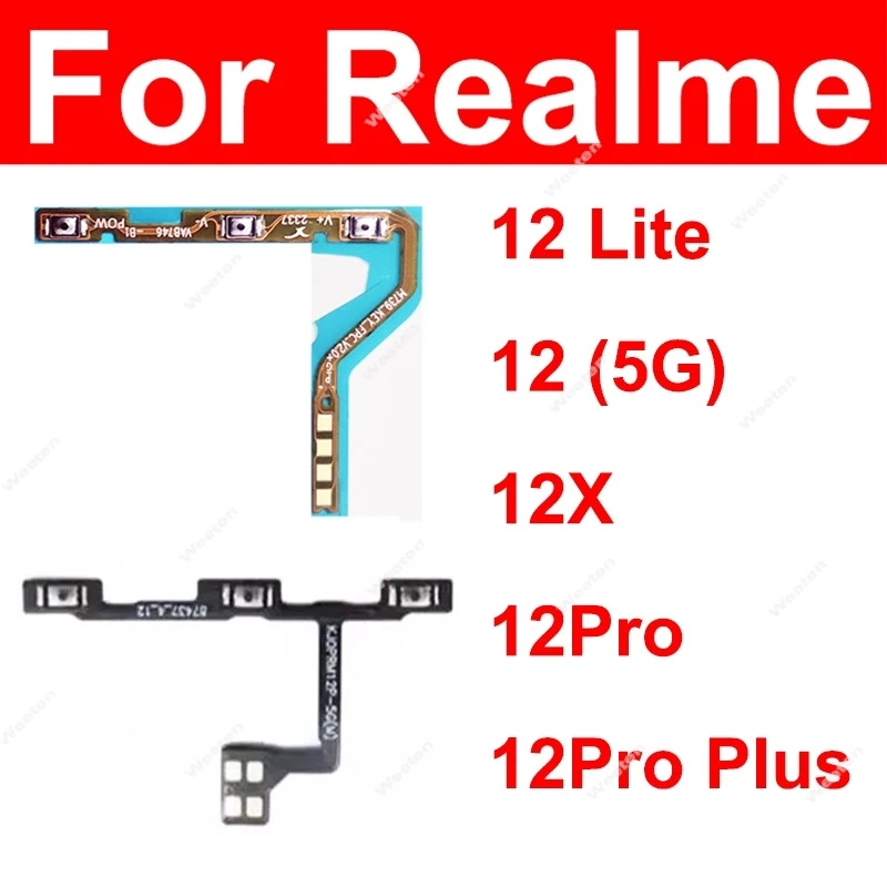 Power Volume Flex For Realme 12 Pro 12Pro Plus 12 Plus 12X 12Lite 4G 5G Power Voulme Side Keys Buttons Flex Cable Spare Parts