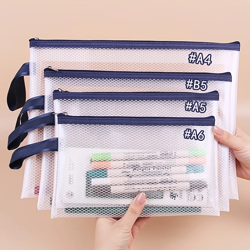 A4, B5, A5, A6 transparent file folders, hand-held zipped files, student storage bags, office stationery pen bags