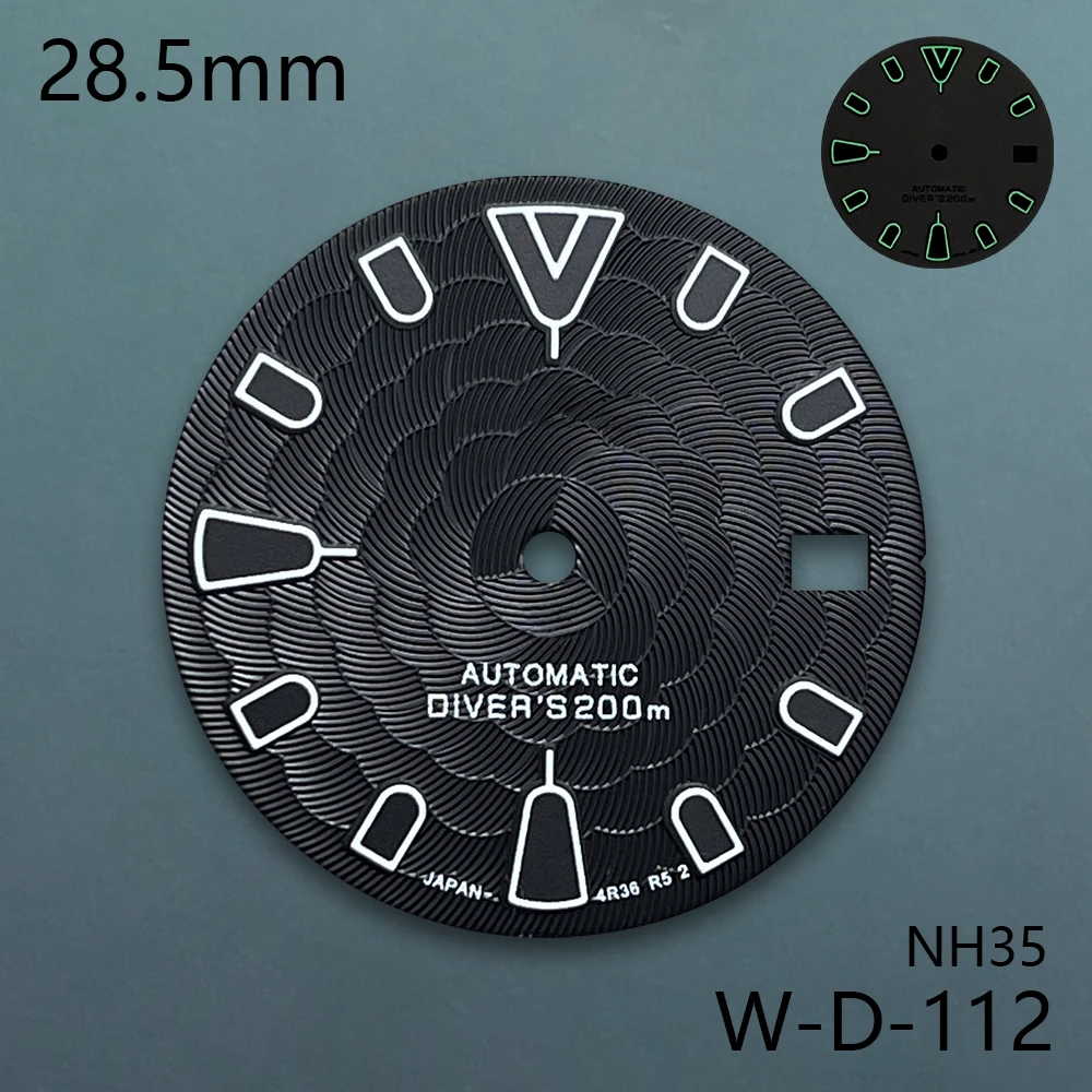 Quadrante con logo S da 28,5 mm adatto al movimento NH35/NH36/4R/7S Design verde loto luminoso Quadrante di alta qualità Accessori per la modifica dell'orologio