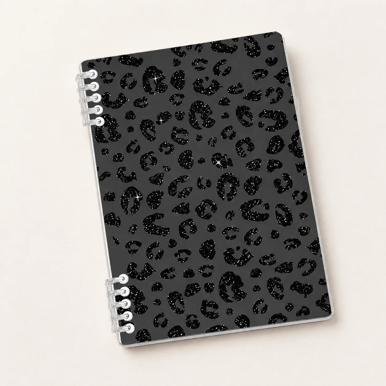 Spiral Notebook Glitter Leopard Pattern Notebook Refillable Lined Journal for Women Office School Study Writing Stationery Gift
