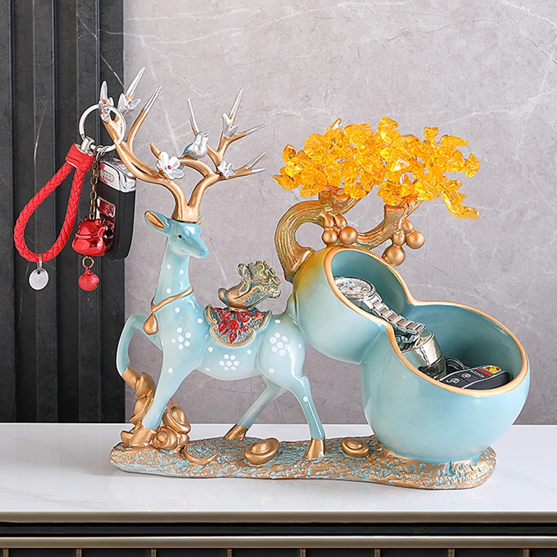 

Lucky deer ornaments, crystal fortune tree, entrance key, shoe cabinet, living room, home decoration, housewarming gifts