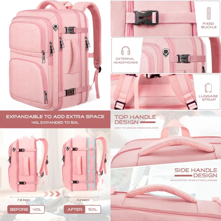 

Travel Backpack for Women, Expanable Carry on Backpack, TSA 17.3 inch Laptop Bag Flight Approved, Lightweight Waterproof Busine
